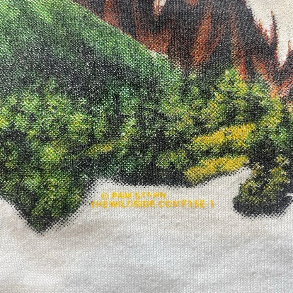 Vintage Bald Eagle Shirt Mens Lrg White  USA Mountains Single Stitch 90s